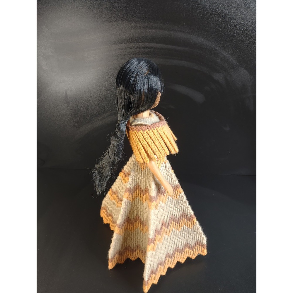 Vintage Native American Doll with Handmade Crochet Dress - Picture 4 of 6